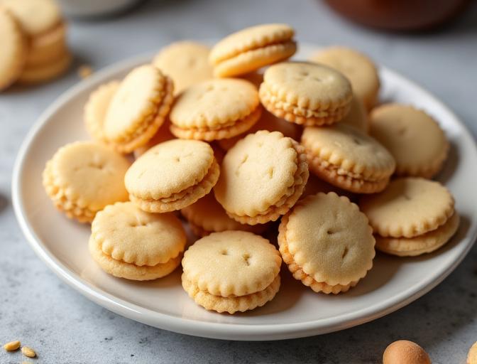Piatto riempito con piccoli biscotti amaretti.
